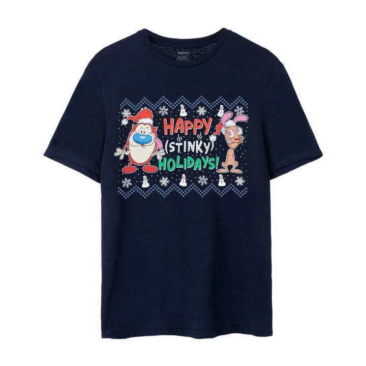 Immagine prodotto Ren & Stimpy Maglietta Uomo Happy Stinky Holidays (S)