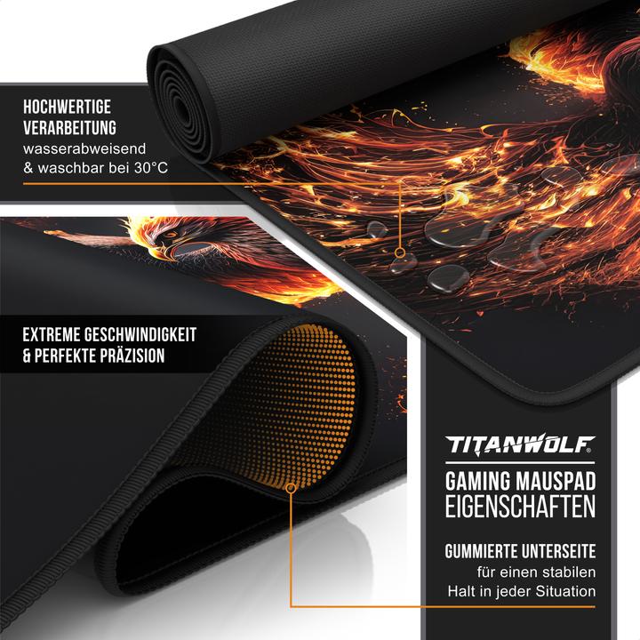 Image du produit Titanwolf Tapis de souris gaming, 900 x 400mm Tapis de souris gaming XXL speed, tapis de souris extra-large (XXL)