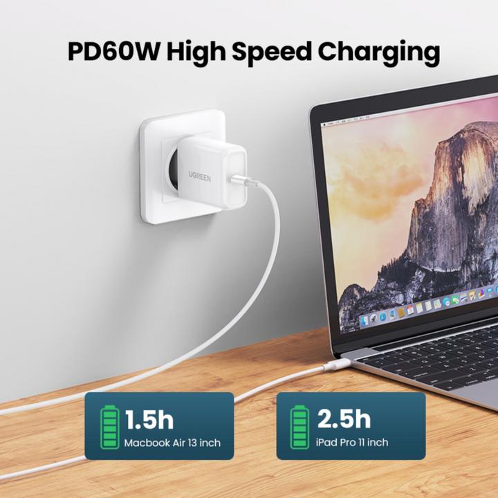 Image du produit Ugreen USB-C Power Delivery QC 3.0 20V 3A 60W (1 m, USB 2.0)