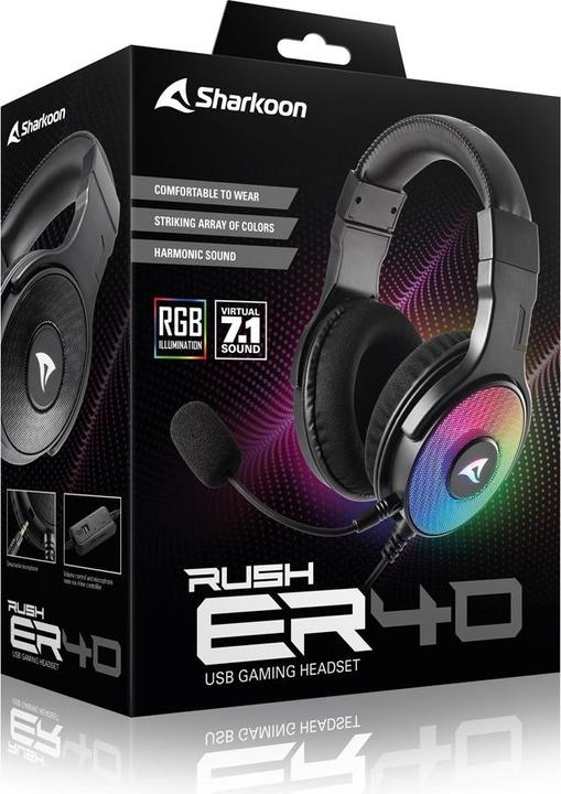 Produktbild Sharkoon Rush ER40 Kopfhörer Verkabelt Kopfband Gaming Schwarz (Kabelgebunden)