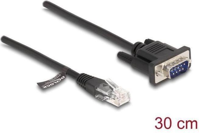 Produktbild Delock Kabel RJ45 Stecker zu Seriell RS-232 D-Sub 9 Stecker 30 cm schwarz (0.30 m)