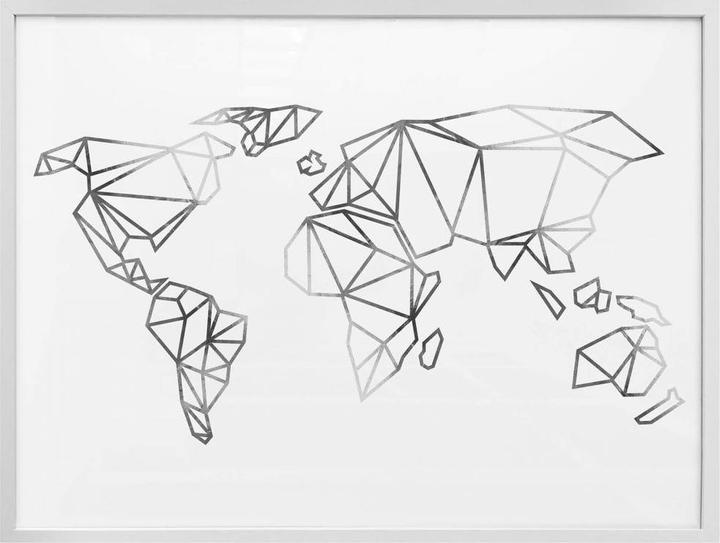 Produktbild Trenddeko Origami Weltkarte - Silber-Optik (150 x 120 cm)