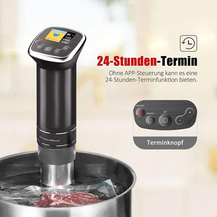 Produktbild KitchenBoss Sous-Vide Stick G322 Schwarz mit 5Stk Vakuumierbeutel
