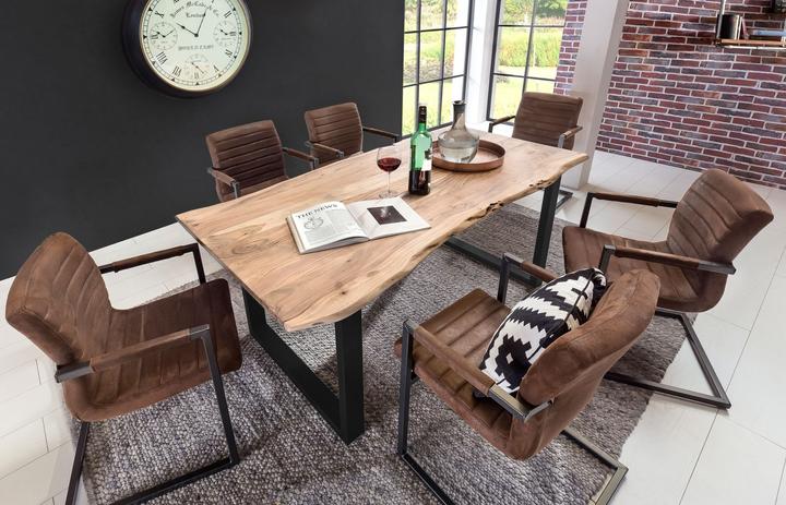 Image du produit SIT Möbel Table en bois massif Ux3.6 Acacia naturel antique noir antique (200 x 76 x 100 cm)