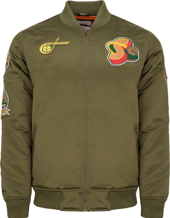 Mitchell & Ness M&N Satin Bomber Jacke - PATCHES Seattle SuperSonics - XL (XL)