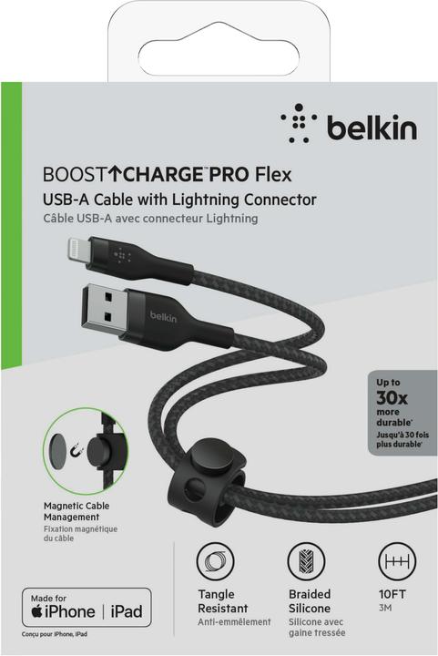 Actual product image Belkin USB charging cable Boost Charge Pro Flex USB A - Lightning 3 m (3 m)