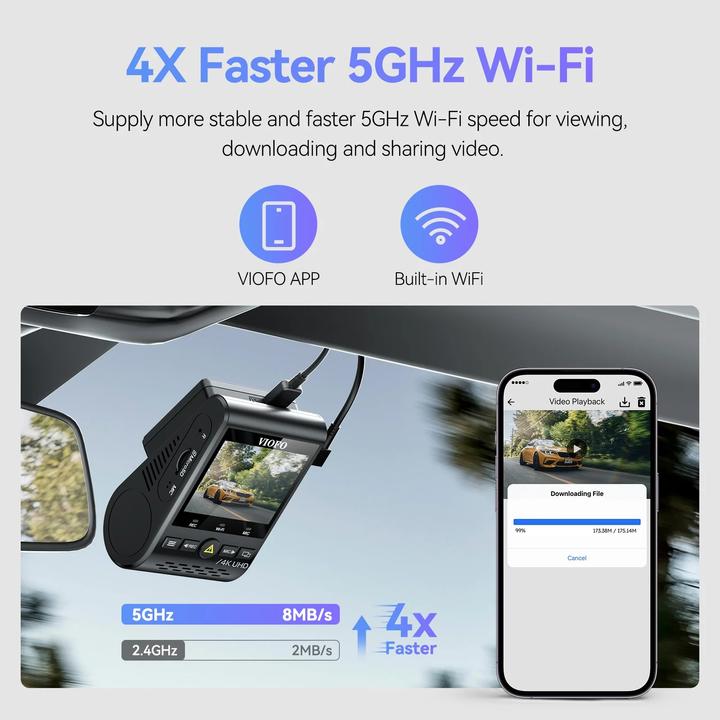 Productafbeelding Viofo A129 Pro 2CH Duo 4K Wifi GPS - Hoogwaardige dashcam voor in de auto (GPS-ontvanger, WiFi, Ingebouwd display, Ingebouwde microfoon, 4K)