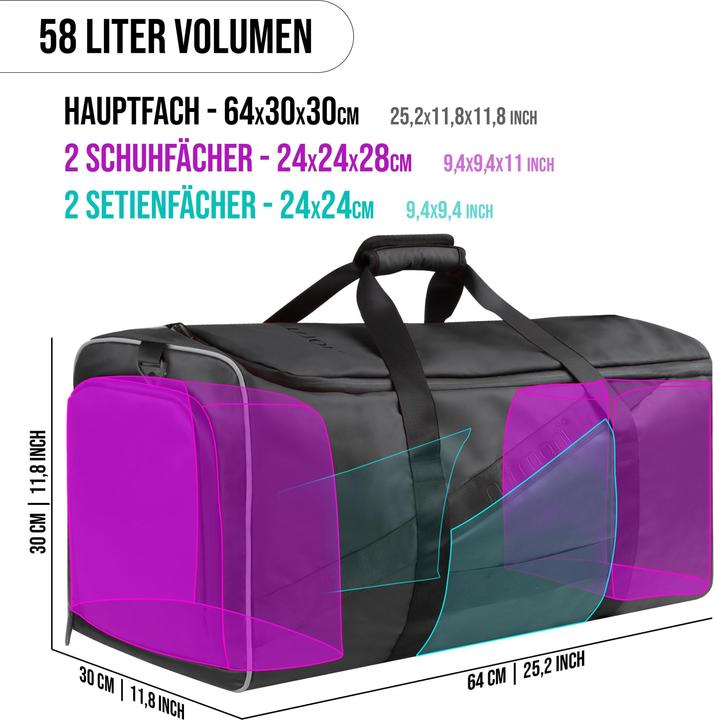 Produktbild Normani Sporttasche mit Rucksackfunktion 58 l mit Hüftgurt - 9277 (58 l)