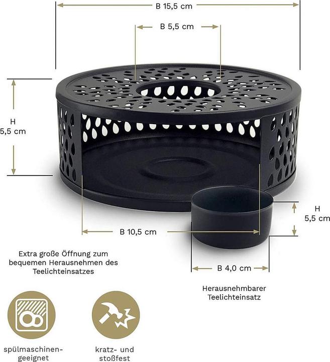 Actual product image Creano Teapot warmer Leaf Black