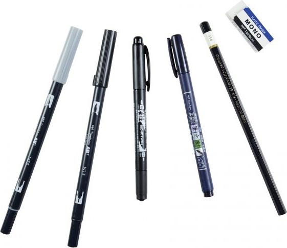 Actual product image Tombow Lettering set for beginners (Black, 6 x)