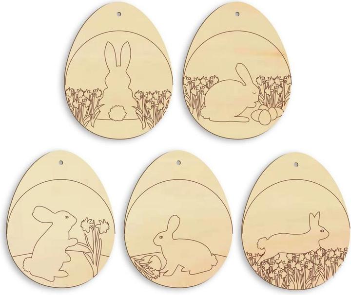 Immagine prodotto Trenddeko Albero ornamento uova di Pasqua con coniglietto con gancio (5,5 x 7 cm)
