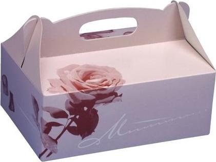 Actual product image Papstar Pastry box with handle, 200 x 130 x 90 mm made of cardboard, material thickness: 350 g/sqm, colour: (20 x)