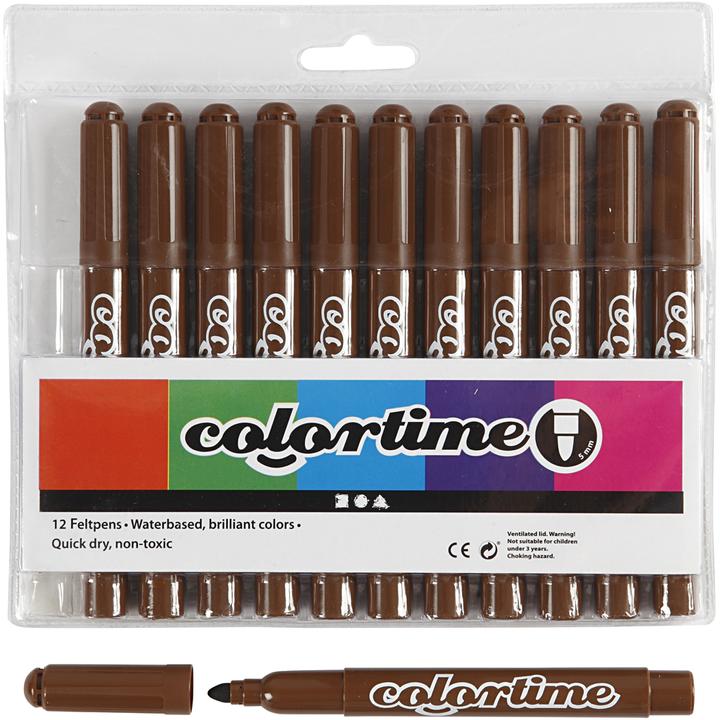Creativ Company Bruine Jumbo Pens, 12pcs. (Brown, 5 mm, 12 x)
