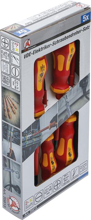 Immagine prodotto BGS Set di cacciaviti da elettricista VDE Slot/Cross Slot 5 pezzi. (Incavo trasversale)