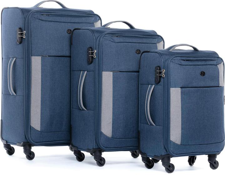 Actual product image Fergé Light Blue and Grey Set of 3 (110 l, Hand luggage (up to 50 litres), L (90 - 115l), XL (from 140l))