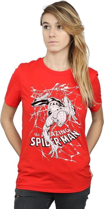 Actual product image Womens/Ladies Spider-Man Web Crawler Cotton Boyfriend T-Shirt (M)