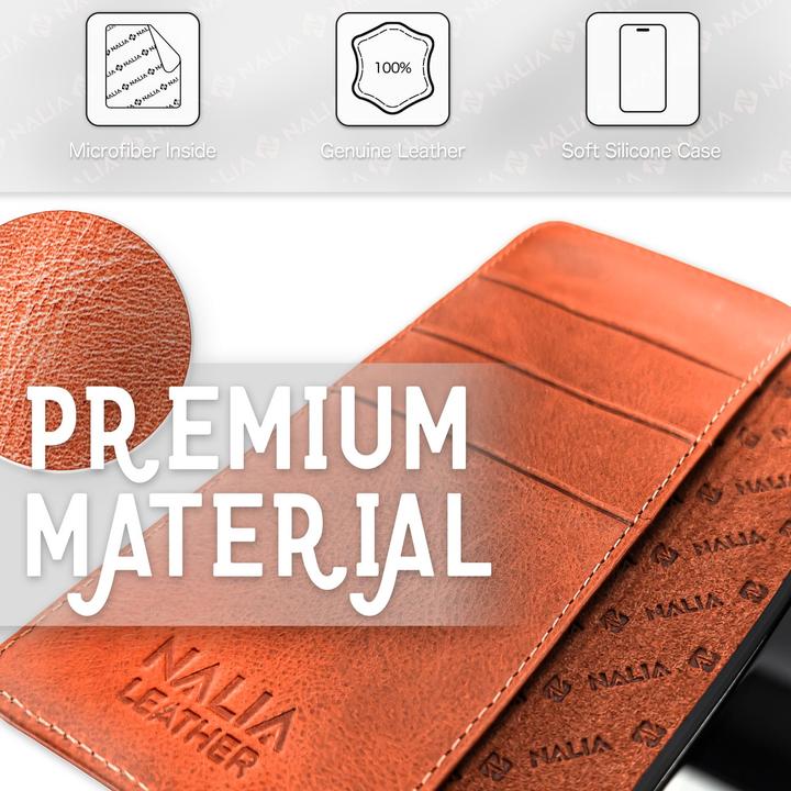 Produktbild Nalia Echt Leder Flip Case Hülle mit Magnetverschluss (Samsung Galaxy S23 Ultra)