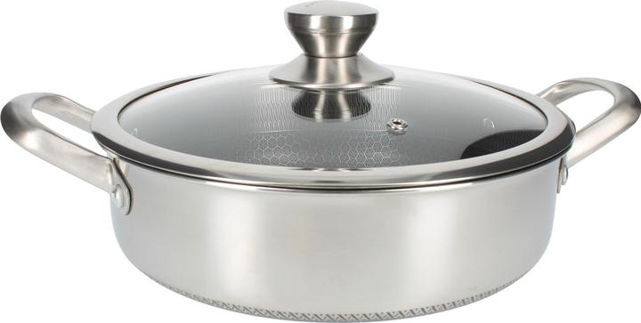 Image du produit Cheffinger Poêle à frire en acier inoxydable de qualité supérieure avec revêtement antiadhésif en forme de nid (24 cm, Poêle à frire, Acier inoxydable)