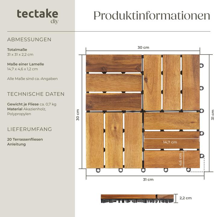 Produktbild tectake Tabula (20 x, 31 x 31 cm)