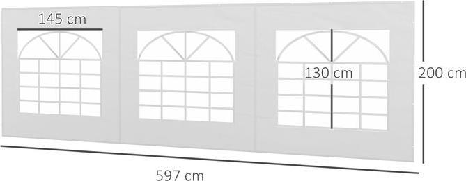 Actual product image Swisshandel24 Seitenteil mit Fenster, Seitenwand für Pavillon ca. 6 x 2 m Seitenplane Ersatzwand für Partyzelt, We (600 cm, 597 cm)