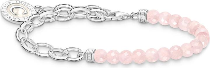 Image du produit Thomas Sabo Member Charm Bracelet avec des perles de quartz rose et Charmista Coin en argent (17 cm, Argent 925, Émail)