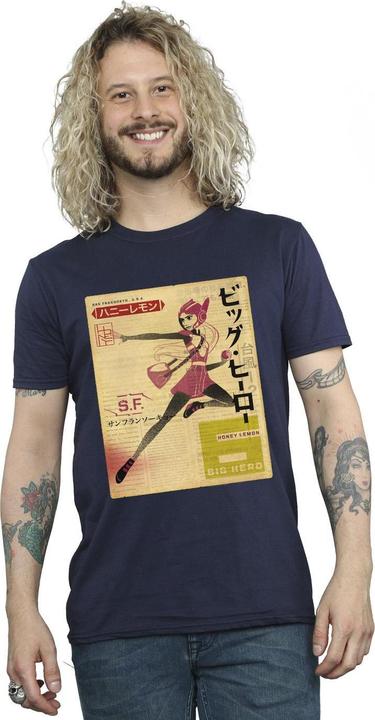 Actual product image Disney Mens Big Hero 6 Baymax Honey Lemon Newspaper T-Shirt (S)