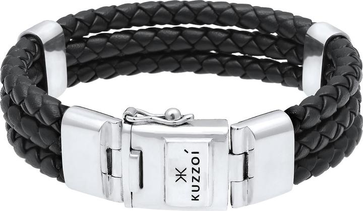 Kuzzoi Basic Armband (23 cm, 925er Sterling Silber, Leder, No Stein)