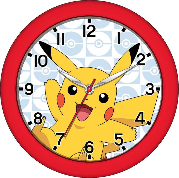 Immagine prodotto Accutime Orologio da parete per bambini Pikachu (rosso, giallo), orologio analogico rotondo con design