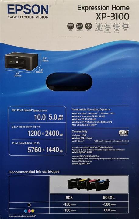 Actual product image Epson XP-3100 Home (Ink, Colour)