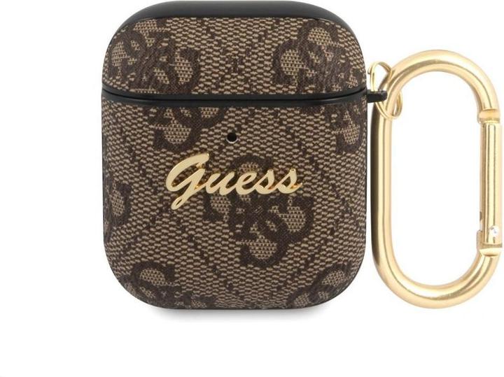 Guess GUA24GSMW 4G Script PC|PU Case for Airpods 1|2 Brown (Kopfhörer Tasche)