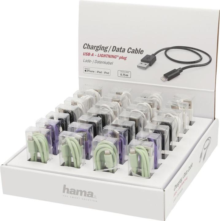 Produktbild Hama Lade-/Datenkabel, USB-A - Lightning, 0,75 m, 28 Stück im Display (0.75 m, USB 4.0)