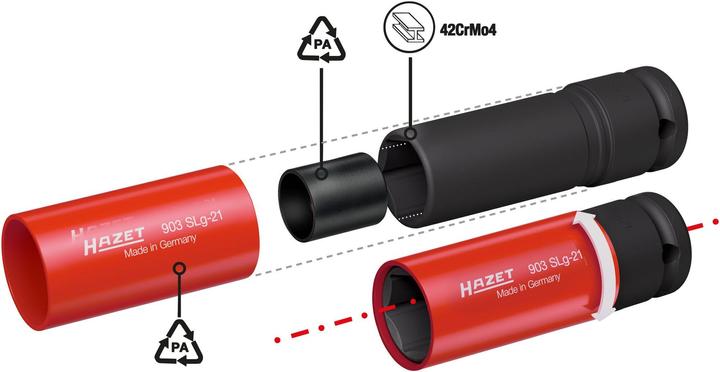 Produktbild HAZET Schlag-, Maschinenschrauber Steckschlüsseleinsatz ∙ Sechskant 903SLG-21 ∙ Vierkant12,5 mm (1/… (21 mm)
