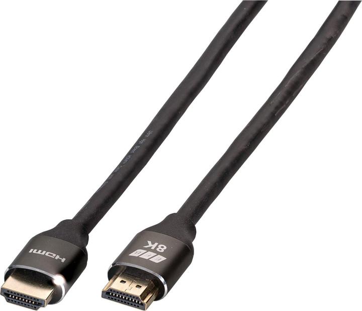 Actual product image EFB Elektronik Ultra HighSpeed HDMI+ Cable with Ethernet 8K60Hz A-A St-St, Premium Aluminium Plug, 2m, black (2 m, HDMI)
