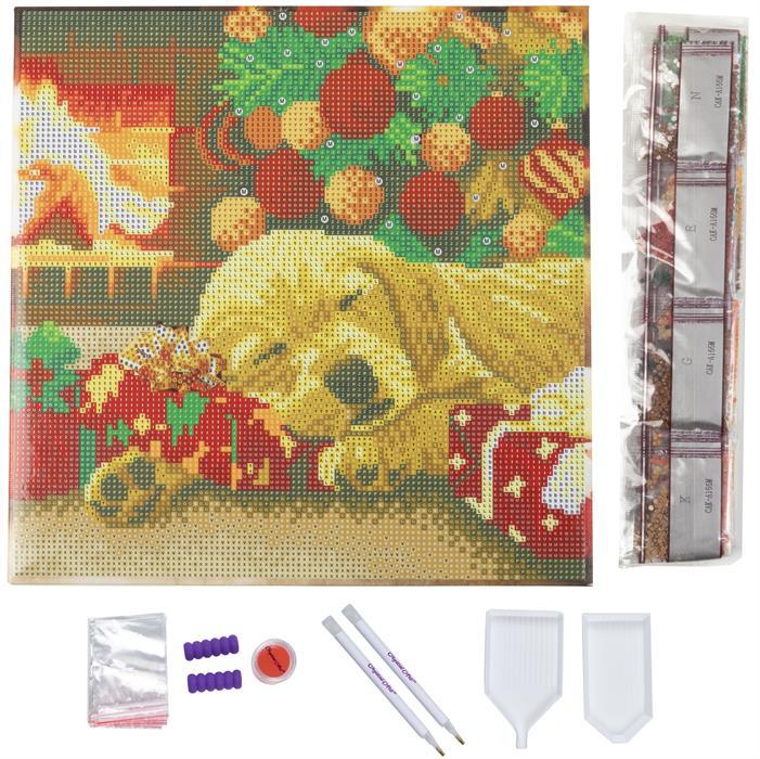 Immagine prodotto Craft Buddy Cucciolo di Labrador addormentato, quadro 30x30cm Crystal Art
