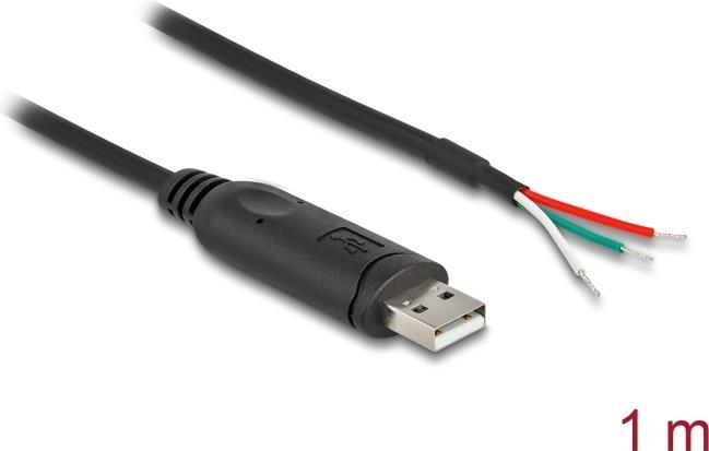 Actual product image Delock Adapter cable USB 2.0 Type-A to serial RS-485 3 x open (1 m)