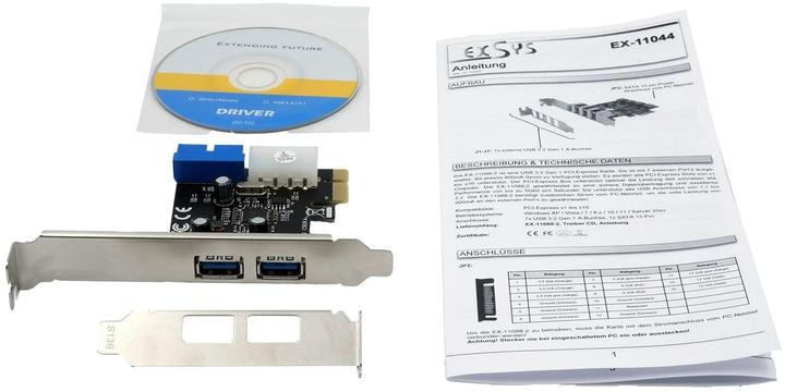 Image du produit Exsys GmbH Carte PCIe USB 3.2 Gen 1 avec 2+2 ports (jeu de puces VIA)