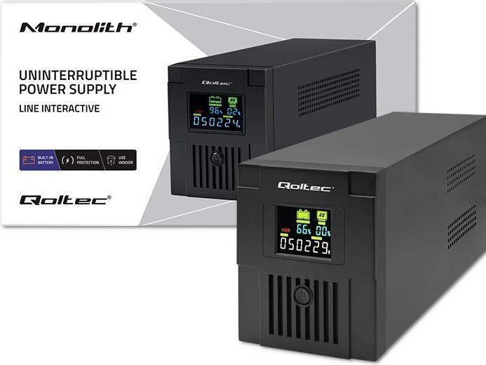 Produktbild Qoltec Zasilacz awaryjny UPS | Monolith | 1500VA | 900W | LCD | USB (1500 VA, 900 W, Line-Interaktiv USV)