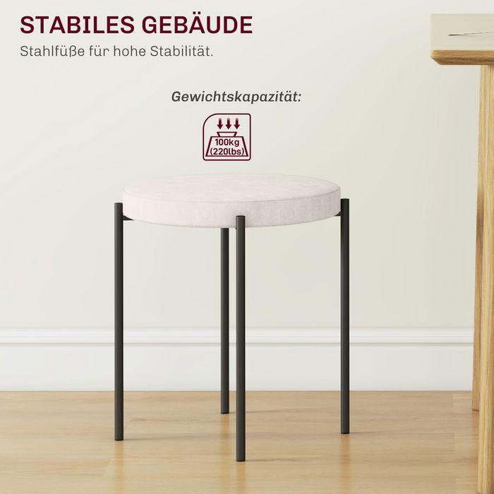 Produktbild Swisshandel24 4er-Set Küchenhocker 4-er Set, stapelbar, Samtoptik, bis 100kg, Metallrahmen, 41,5x41,5x46cm, Cremew