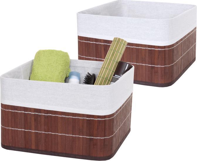 Produktbild Swisshandel24 2x Aufbewahrungskorb, Korb Aufbewahrungsbox Ordnungsbox Sortierbox Regalkorb, Bambus - braun