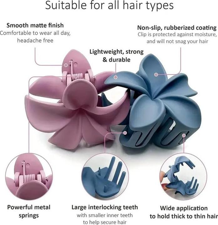 Image du produit ASMI 4 pièces de griffes à cheveux, pinces à cheveux fleurs (4 pcs)