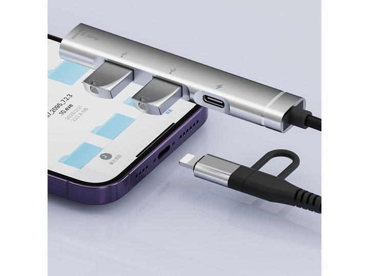 Actual product image PowerGuard 6-in-1 OTG adapter (Lightning, USB Type C)
