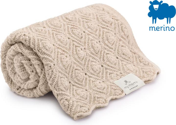 My memi Coperta per bambini in merino - Pearl Beige (80 x 100 cm)