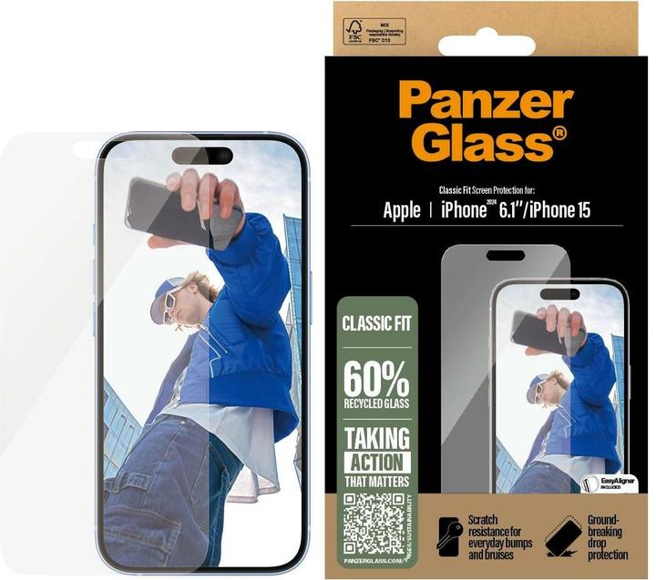 PanzerGlass Classic Fit (1 Stück, Apple iPhone 16, Apple iPhone 15)