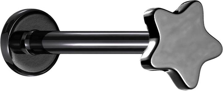 Star Piercing Micro Labret Innengewinde schwarz Stern (Titan G23, ohne Messing)