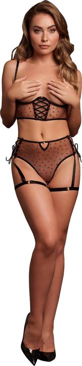 Produktbild Le Désir Two Piece Set with Underwired Open-Cup Bra and Panty with Laced Up Details - Plus Size - Black