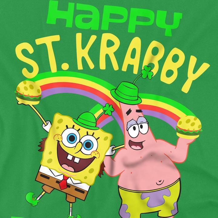 Actual product image Spongebob Squarepants Mens St Krabby Patty Day St Patricks Day T-Shirt (XL)