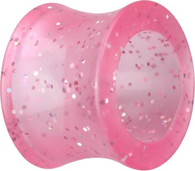 Actual product image Star Piercing Flared Tunnel pink Glitter "Glow (Surgical steel 316LBrass, Without brass acrylic)