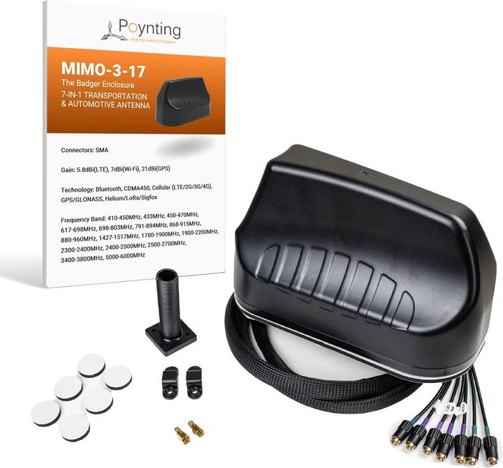 Actual product image Poynting Antennas - 5G/LTE - Automotive/Naval - A-MIMO-0003-V2-17-B - black - SMA (M) & RPSMA Adapter (5G)