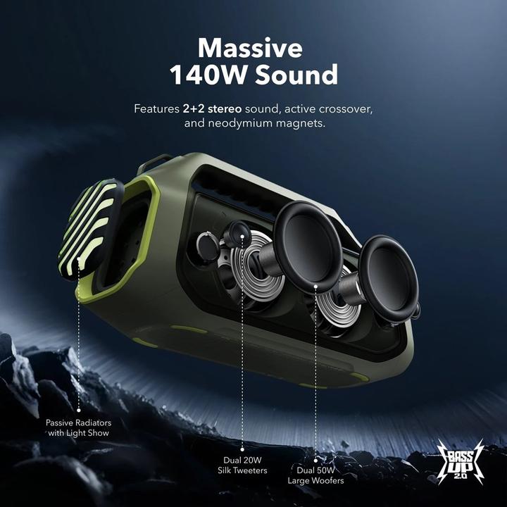 Actual product image soundcore Głośnik bezprzewodowy Boom 2 Plus 140W Zielony (20 h, Battery operated)
