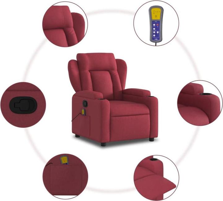 Image du produit VidaXL Fauteuil de massage vin rouge tissu,Couleur : vin rouge,Matériau : tissu